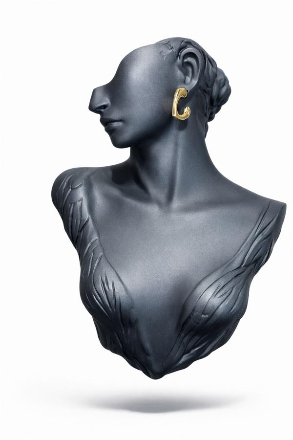 Sierra01 Gold Yarım Kalp Halka Küpe